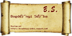 Bogdányi Sába névjegykártya